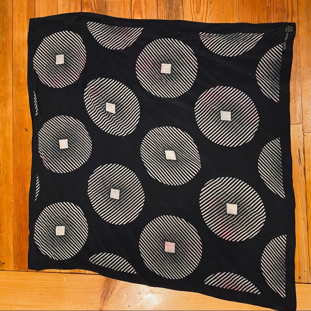 Vintage Black and White Geometric Striped Head Wrap Scarf Bandana